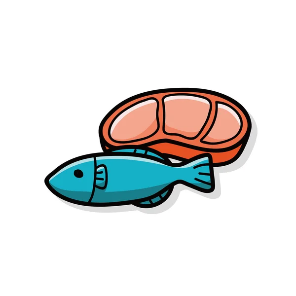 Garabato de carne de pescado — Vector de stock