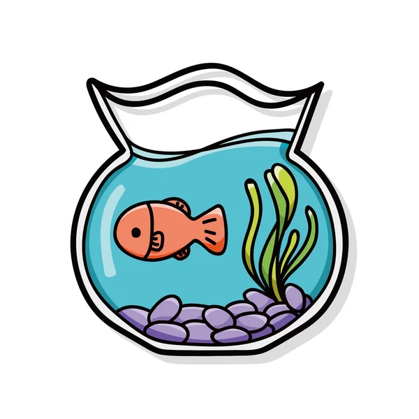 Balık yuvarlak kase doodle — Stok Vektör