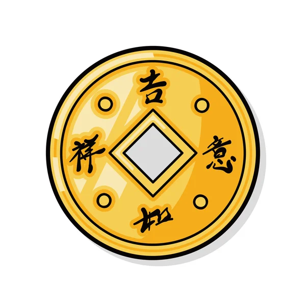 Κινέζικη Πρωτοχρονιά χρυσό χρήματα doodle — Διανυσματικό Αρχείο