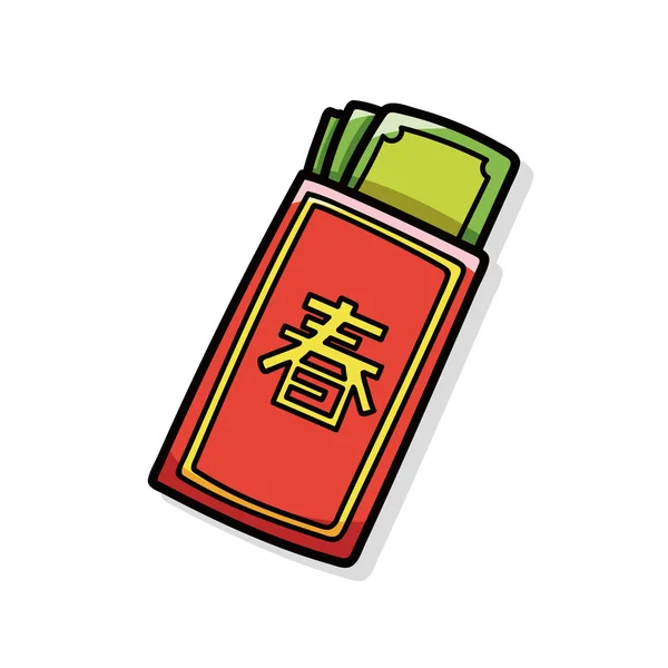 Nouvel An chinois enveloppe rouge doodle — Image vectorielle