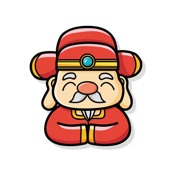 Chinese New Year God of wealth doodle — Stock Vector