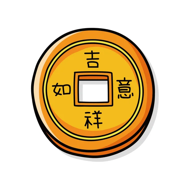Κινέζικη Πρωτοχρονιά χρυσό χρήματα doodle — Διανυσματικό Αρχείο