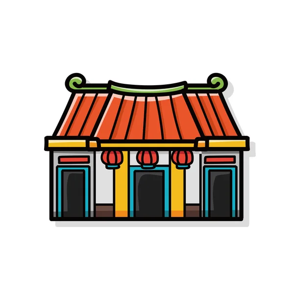 Ano Novo Chinês doodle templo tradicional —  Vetores de Stock