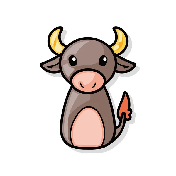 Chinese Zodiac ox doodle — Stockvector