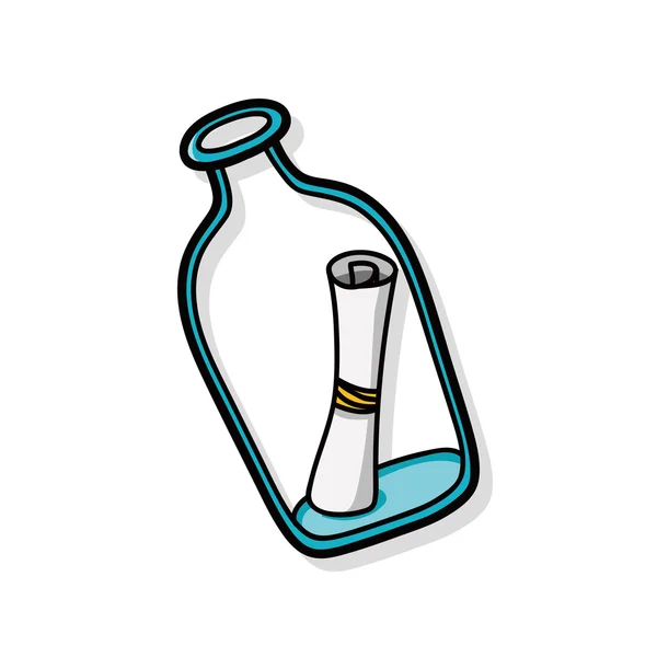 Bericht in een fles doodle — Stockvector
