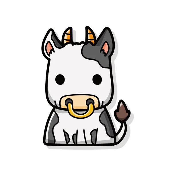 Kinesiska zodiaken ox doodle — Stock vektor
