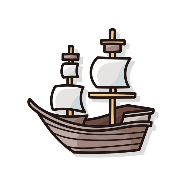 Pirate schip doodle — Stockvector