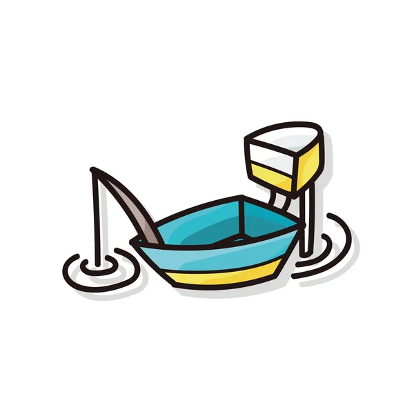 Bateau de pêche doodle — Image vectorielle