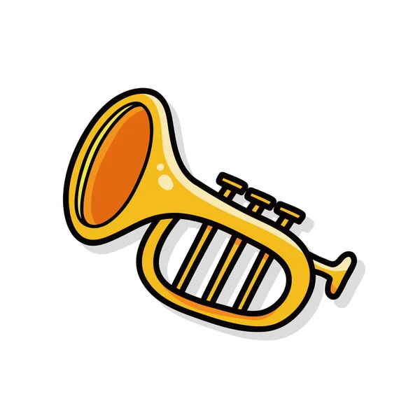 Musical instrument trumpet doodle — Stock Vector