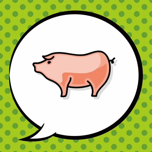 Pig doodle, speech bubble — Stock Vector