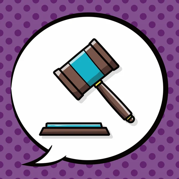 Gavel doodle, bolha de fala —  Vetores de Stock