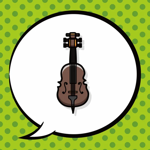 Instrument de musique violon doodle, bulle vocale — Image vectorielle