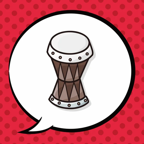 Instrumento musical doodle tambor, burbuja del habla — Archivo Imágenes Vectoriales