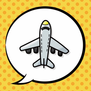 uçak renk doodle, konuşma balonu