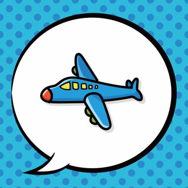 uçak renk doodle, konuşma balonu