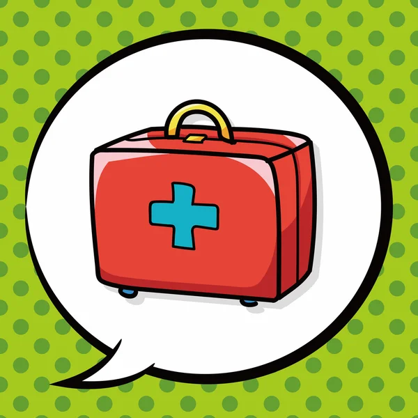 First aid kit doodle, speech bubble — Stock Vector