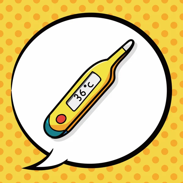 Thermometer color doodle, speech bubble — Stock Vector