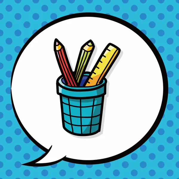 Kalem ve kurşun kalem rengi doodle, konuşma balonu — Stok Vektör