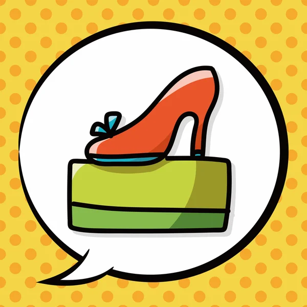 High-heeled shoes color doodle, speech bubble — Stock Vector