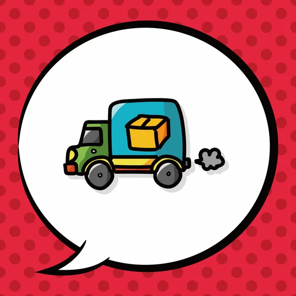 Kargo kamyonu doodle, konuşma balonu — Stok Vektör
