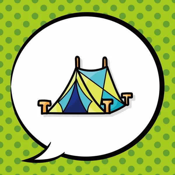 Tent kleur doodle, tekstballon — Stockvector