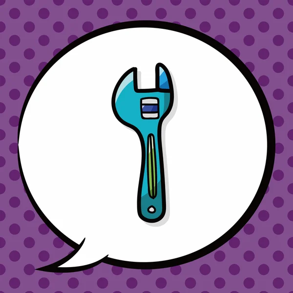 Wrench color doodle, speech bubble — Stock Vector