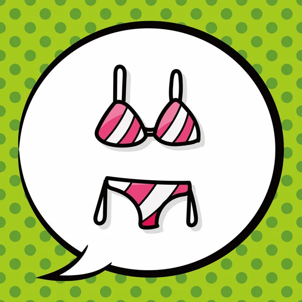 Bikini doodle couleur, bulle de parole — Image vectorielle