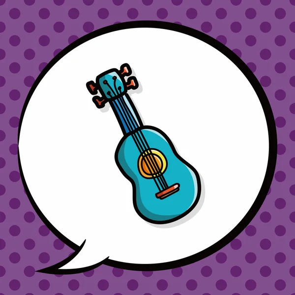 Ukulele színes doodle, beszéd buborék — Stock Vector