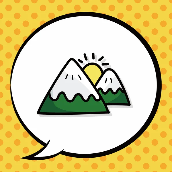 Mountain color doodle, speech bubble — Stock Vector