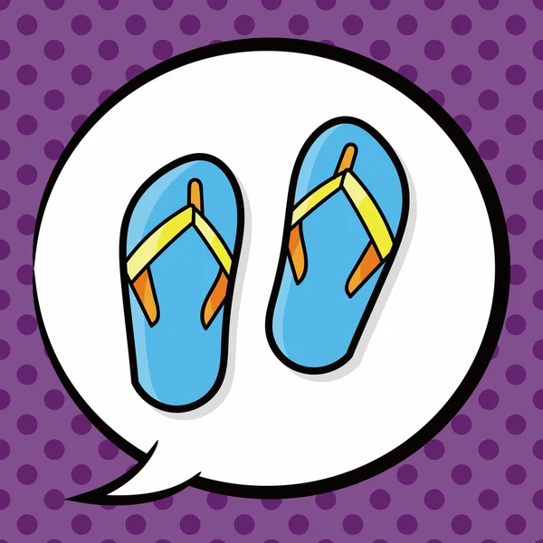 Doodle cor flip flop, bolha de fala — Vetor de Stock