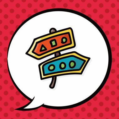 yol işareti renk doodle, konuşma balonu