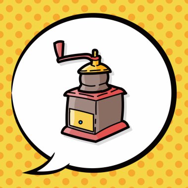kahve öğütme makinesi renk doodle, konuşma balonu