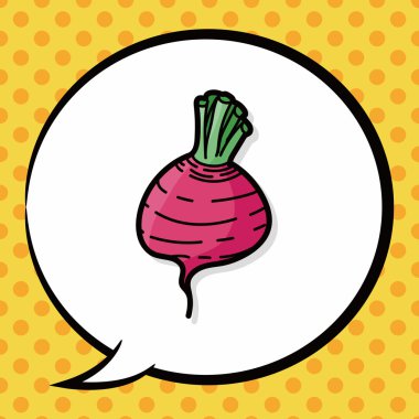sebze tatlı turp renk doodle, konuşma balonu