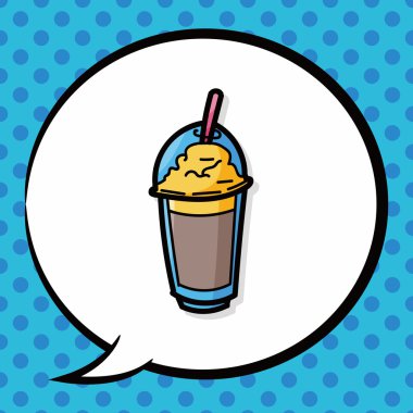 buz kahve rengi doodle, konuşma balonu