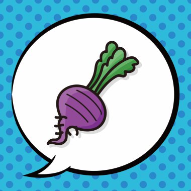 sebze tatlı turp renk doodle, konuşma balonu
