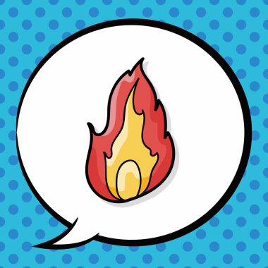Yangın renk doodle, konuşma balonu
