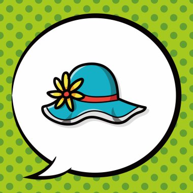 Güneş şapkası renk doodle, konuşma balonu