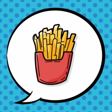 patates kızartması doodle, konuşma balonu