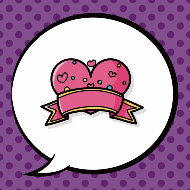 kalp dekorasyon doodle, konuşma balonu