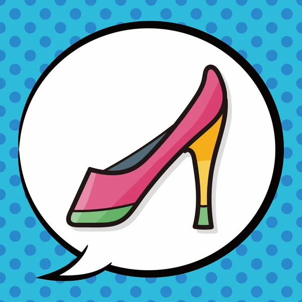 Zapatos de tacón alto color garabato, burbuja del habla — Vector de stock