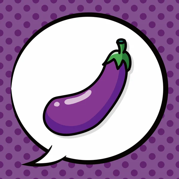 Vegetable Eggplant color doodle, speech bubble — Stock Vector