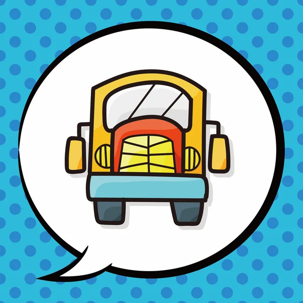 School bus color doodle, speech bubble — Stock Vector