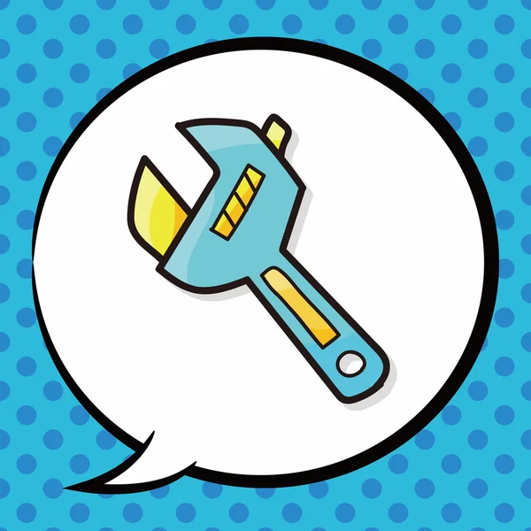 Wrench color doodle, speech bubble — Stock Vector