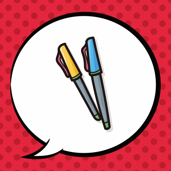 Pen and pencil color doodle, speech bubble — Stock Vector