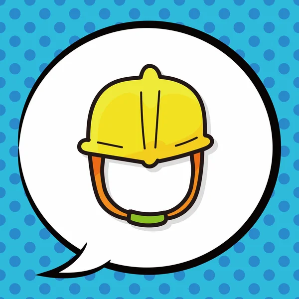 Casco de ingeniero de color garabato, burbuja del habla — Vector de stock