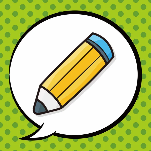 Pena dan pensil warna corat-coret, gelembung percakapan - Stok Vektor