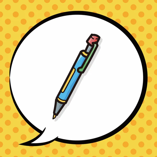 Ручка и карандаш цвета каракули, речевой пузырь — стоковый вектор