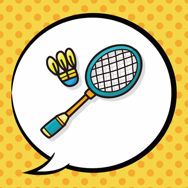 Badminton doodle, bolha de fala — Vetor de Stock