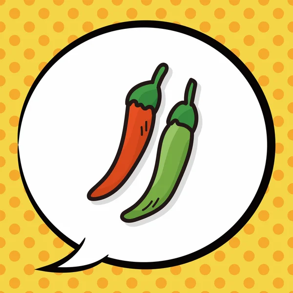 Vegetable Chili color doodle, speech bubble — Stock Vector
