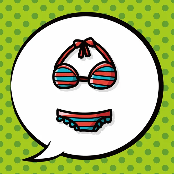 Maillot de bain doodle couleur, bulle de la parole — Image vectorielle